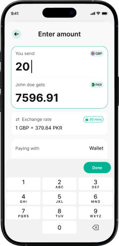 Choose country and amount